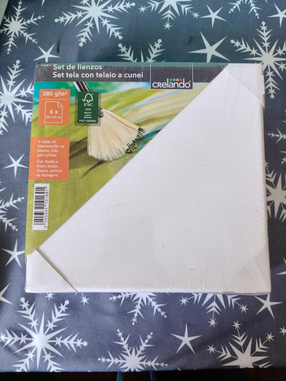 Conjunto de 4 Telas para Pintura 20x20 cm Crelando (NOVAS)